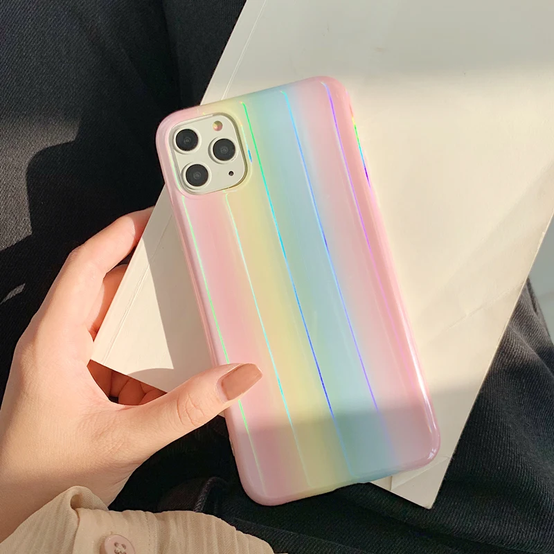 

Aurora laser phone case for iphone 11 11Pro 12 12Pro Max case for iphone X XR XS Max 7 8 Plus SE2020 Gradient color case capa