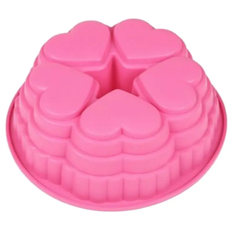 

Large 5 Cavity Heart Shape 3D Silicone Cake Mold High Temperature Resistance DIY Baking Tools E591