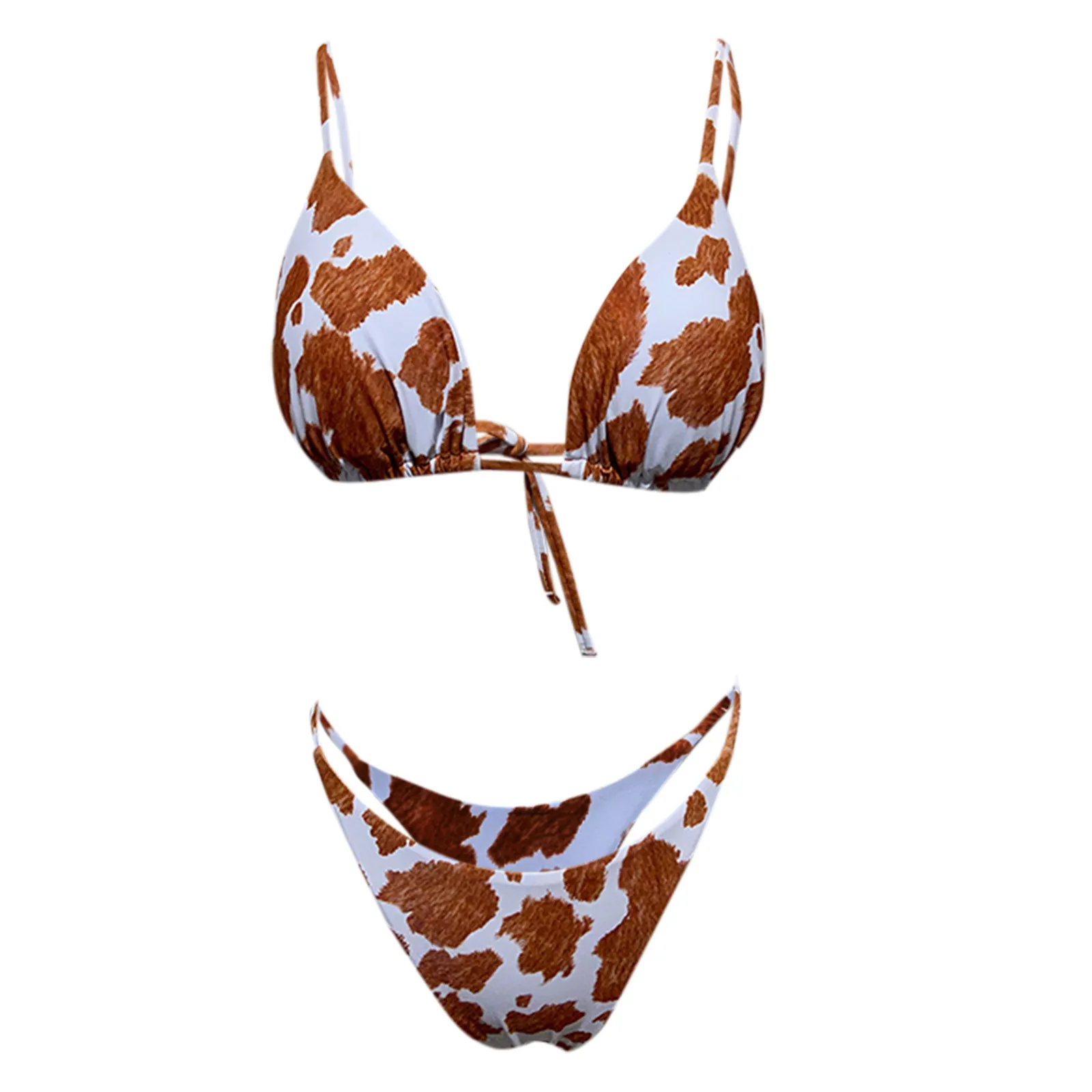 

Women Bikini Printed Sexy cow print strappy split swimsuit swimsuit Two-piece Wire Bikini set Bather Bathing Suit Swim