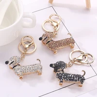 european american new jewelry diamond studded popular dachshund puppy keychain bag hanging ornament valentines day gift