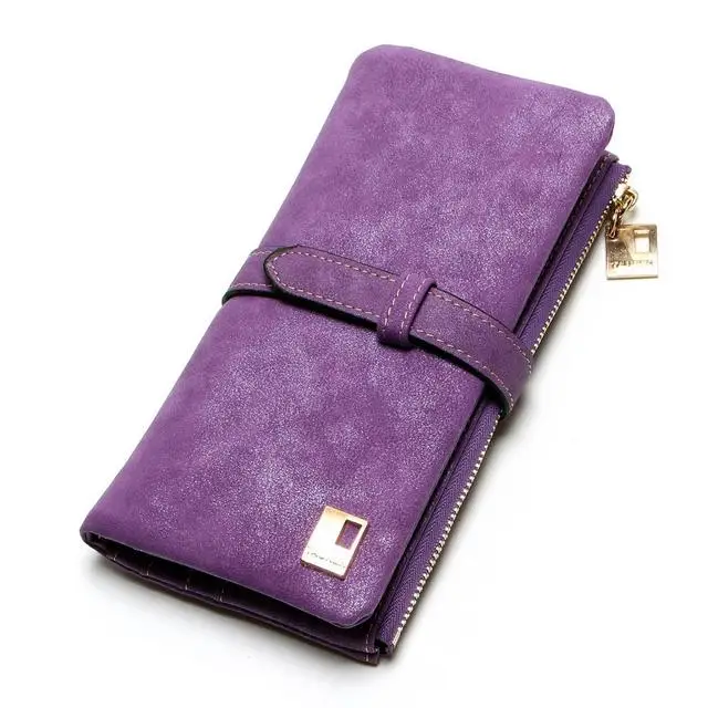 

Fashionable hot style Retro Abraded Leather Two Fold Pulse with Long Wallet Multi Card Ladies Money Clip