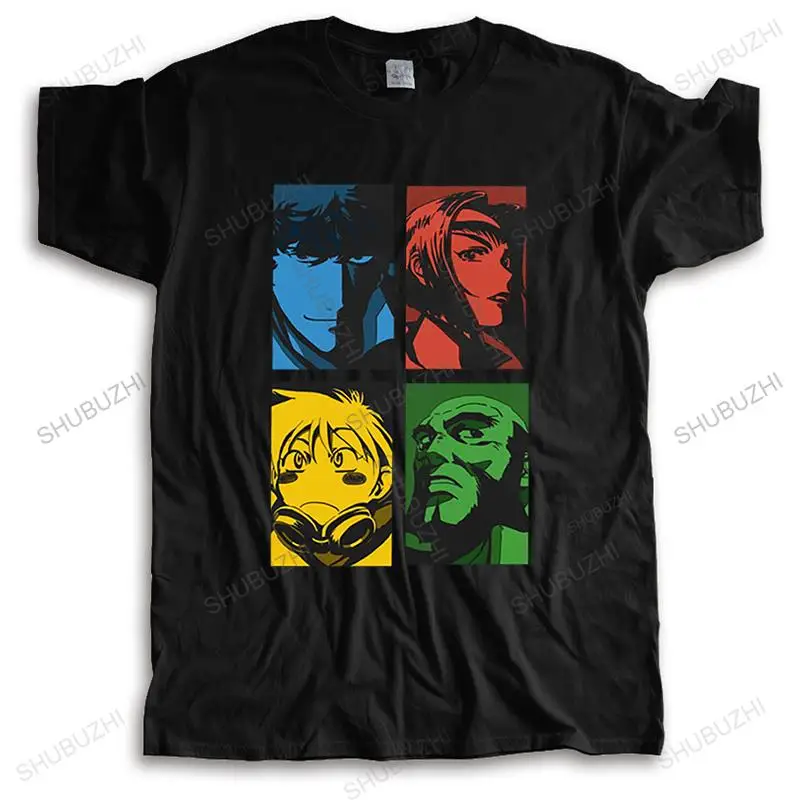 

Футболка мужская с круглым вырезом и коротким рукавом, повседневная приталенная рубашка в стиле 90-х аниме Cowboy Bebop, мягкая хлопковая Футболка...