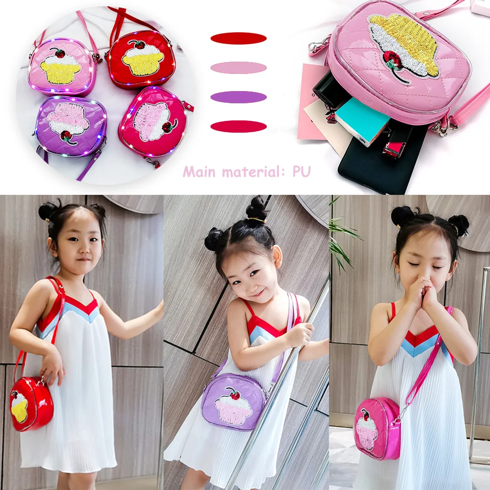 Детская сумка через плечо из искусственной кожи для девочек с вышивкой тортом и