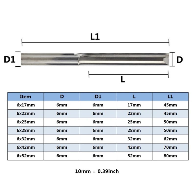 

6mm Shank 2 Flute Straight End Mill Carbide CNC Router Bit Engraving Bit Straight Slot Milling Cutter Wood Tool wholesales