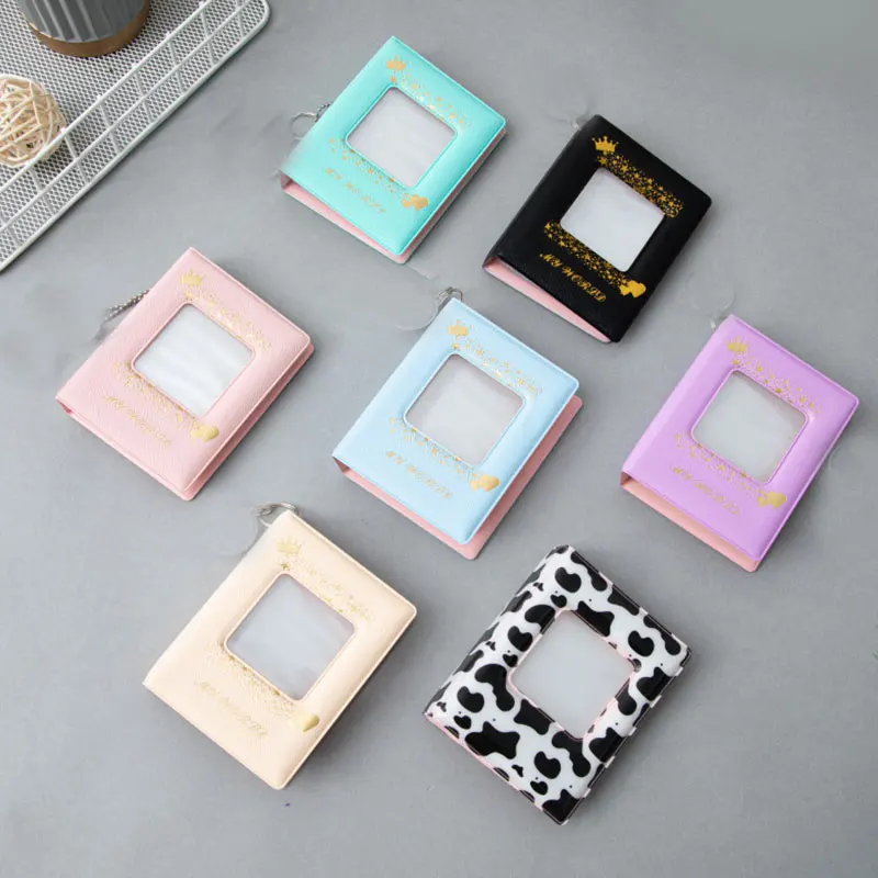 

3 Inch Photo Album Pvc Mini Hollow Storage Book Photocard Hold 32 Pockets Star Collection Cute Printing Photo Sticker Album