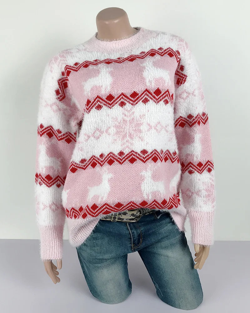 

New Christmas Sweater Women 2020 Autumn Winter Knitted Ribbed Sweater Pullover Crew Neck Slim Fashion Warm Sweater Pull Coat