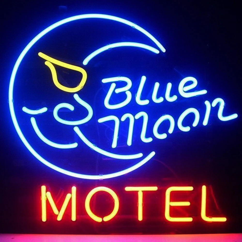 На заказ для голубая луна мотель неоновый знак светильник Настоящее неоновое