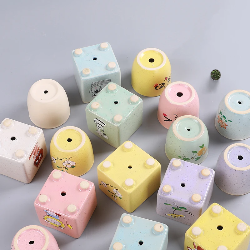 Круглый Мини горшок для мяса растений цветов креативный керамический цветочный