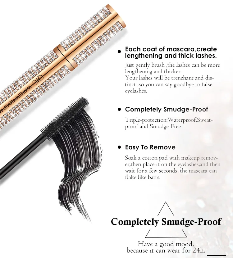QIC Diamond Mascara Star Waterproof Rimel 4D Mascara For Eyelash Extension Black Thick Lengthening Eye Lashes Cosmetics