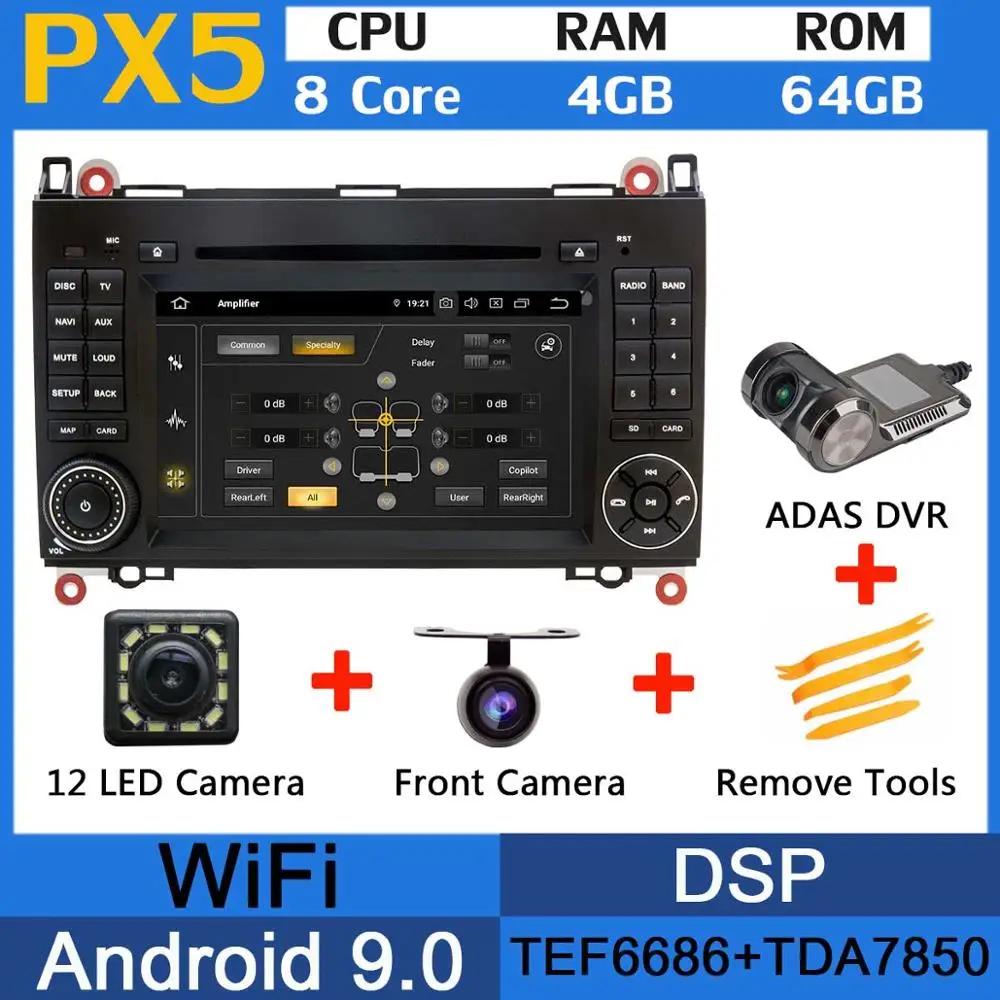 PX5-ADAS PX6 Восьмиядерный Android 9,0 4+ 64G usb× 5 Автомобильный мультимедийный плеер для Mercedes Benz A-Class W169 B-Class W245 DSP CarPlay Android Auto - Цвет: PX5-ADAS