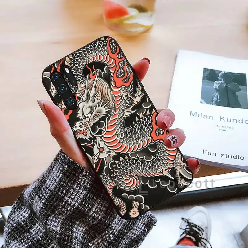 

Red dragon cool art Phone Case black For Huawei honor Mate mate P 10 9X 10i 20 30 40 y7 lite pro p smart 2019