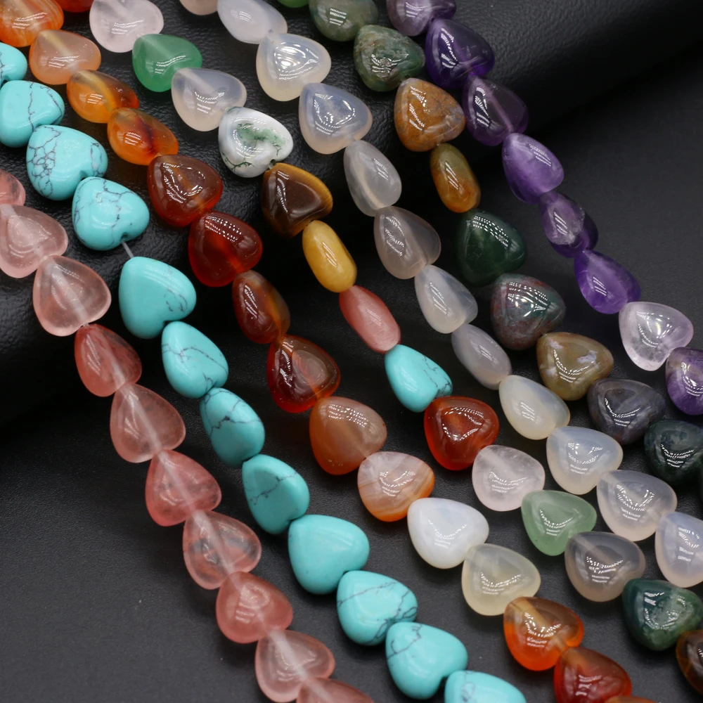 Бусины из натурального камня в форме сердца аметиста бирюзы кварцевые Агаты