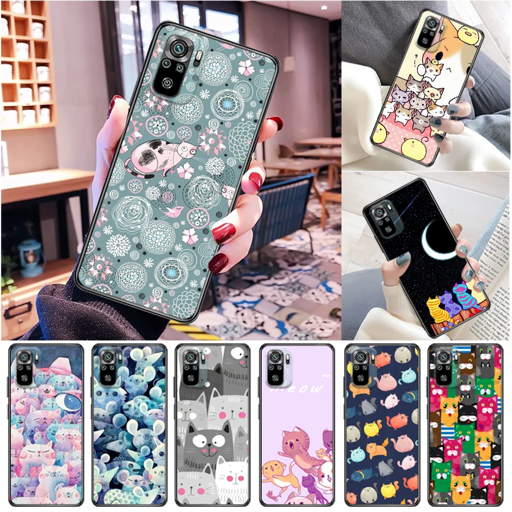 

Cats Hey Buddy Human Friends Color Painting Phone Case For Xiaomi Redmi Note 10X 10 9 Pro Max 5G 9S 9C 9A 9T 9i Funda Carcasa