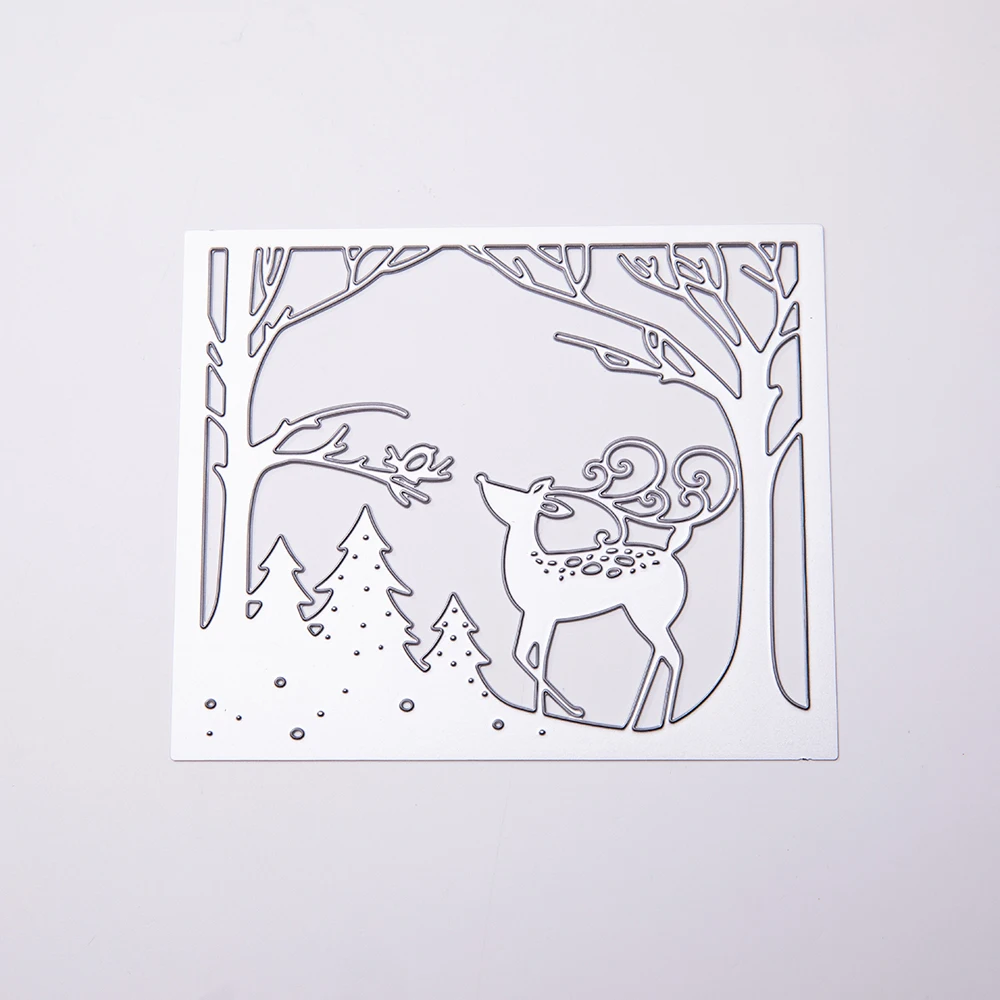 Рождественская открытка с оленем металлические Вырубные штампы для поделок