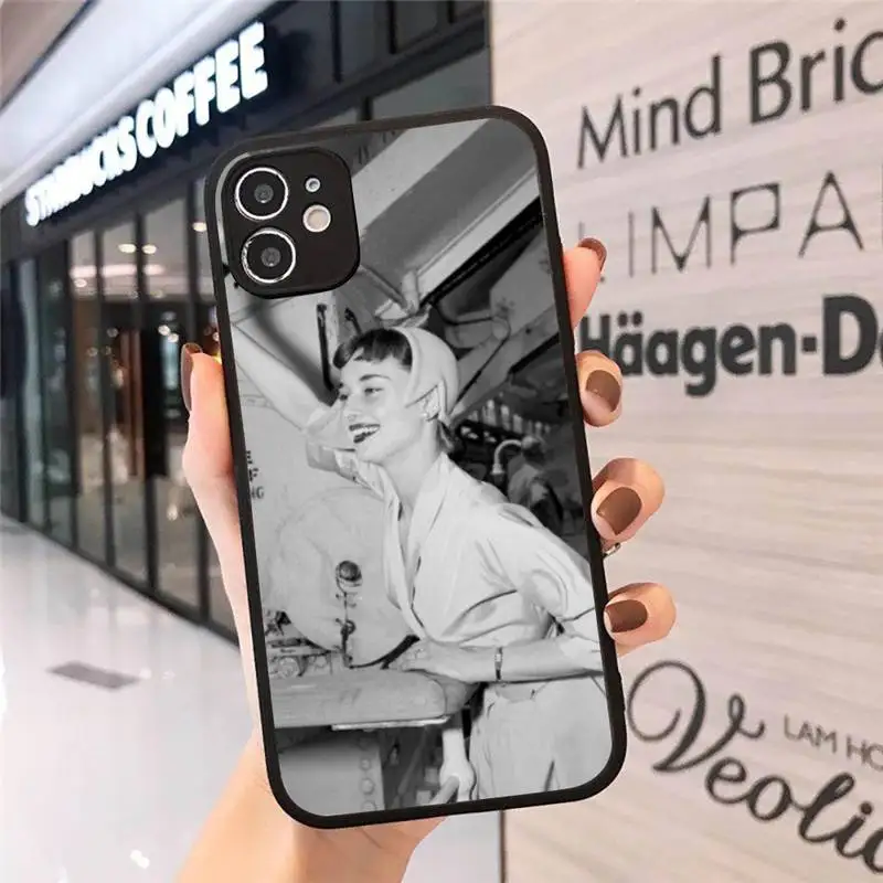 

Beautiful and generousAudrey Hepburn Phone Case Matte Transparent for iPhone 7 8 11 12 s mini pro X XS XR MAX Plus cover funda