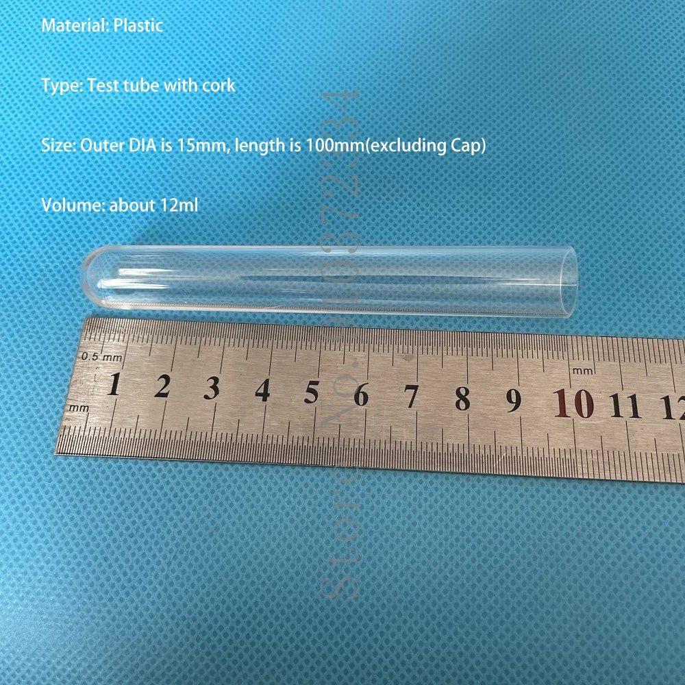 

300pcs/pack 15*100mm Office Lab Supplies, Transparent Plastic test tube with Cork Stopper U-shape bottom ,Wedding Favours Vial