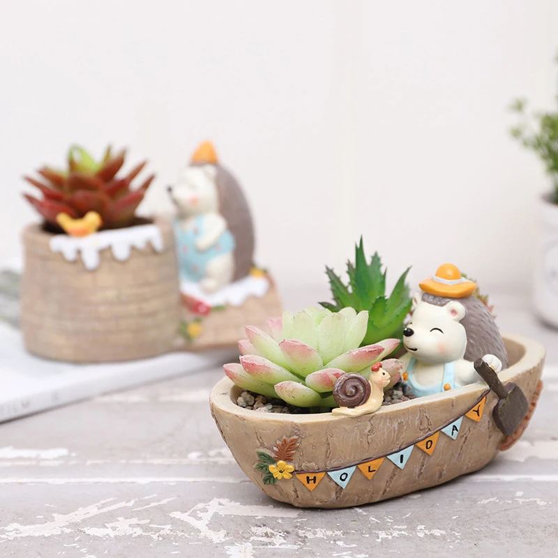 

Cute Succulent Plant Pot Creative Resin Fleshy Flower Planter Flowerpot Create Design Home Garden Bonsai Pots