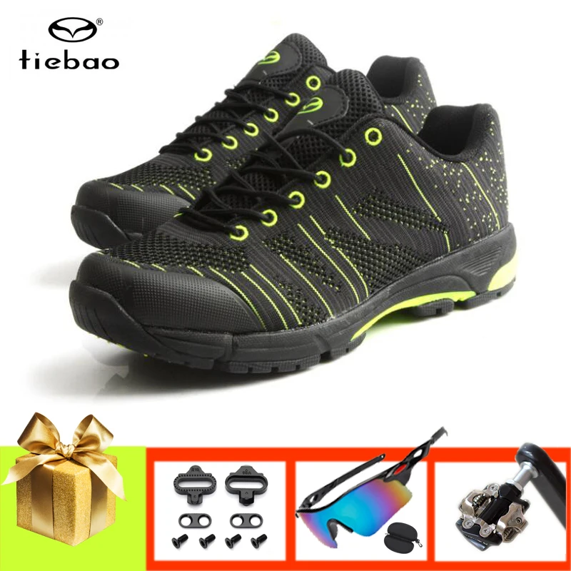 TIEBAO Mountain Bike Shoes Men Women Breathable Leisure Cycling Sneakers Rubber Sole Self-locking Casual Fiets Mtb SPD Pedals