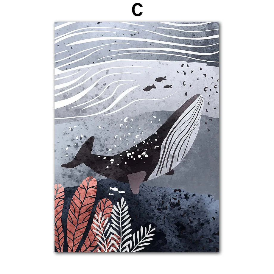 

Whale Lighthouse Sea bottle Ship Abstract Wall Art Canvas Painting Nordic Posters And Prints Wall Pictures For Living Room Decor