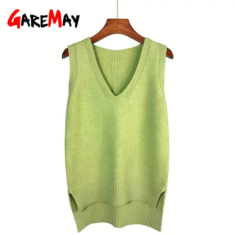 Autumn Women Sweater Waistcoat 2022 Korean Womens Elegant Student V-neck Pullover Knitting Tops Outerwear Vest Pink Black Blue | Женская