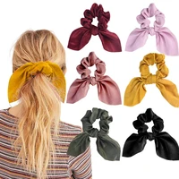 fashion scrunchies satin silk rabbit bunny ear bow bowknot bobbles elastic hair ties bands ponytail holder for women accessories
