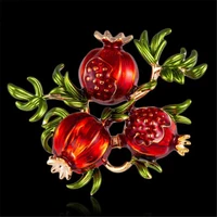 red enamel pomegranate brooches for women brooch gifts alloy fruits casual weddings brooch pins