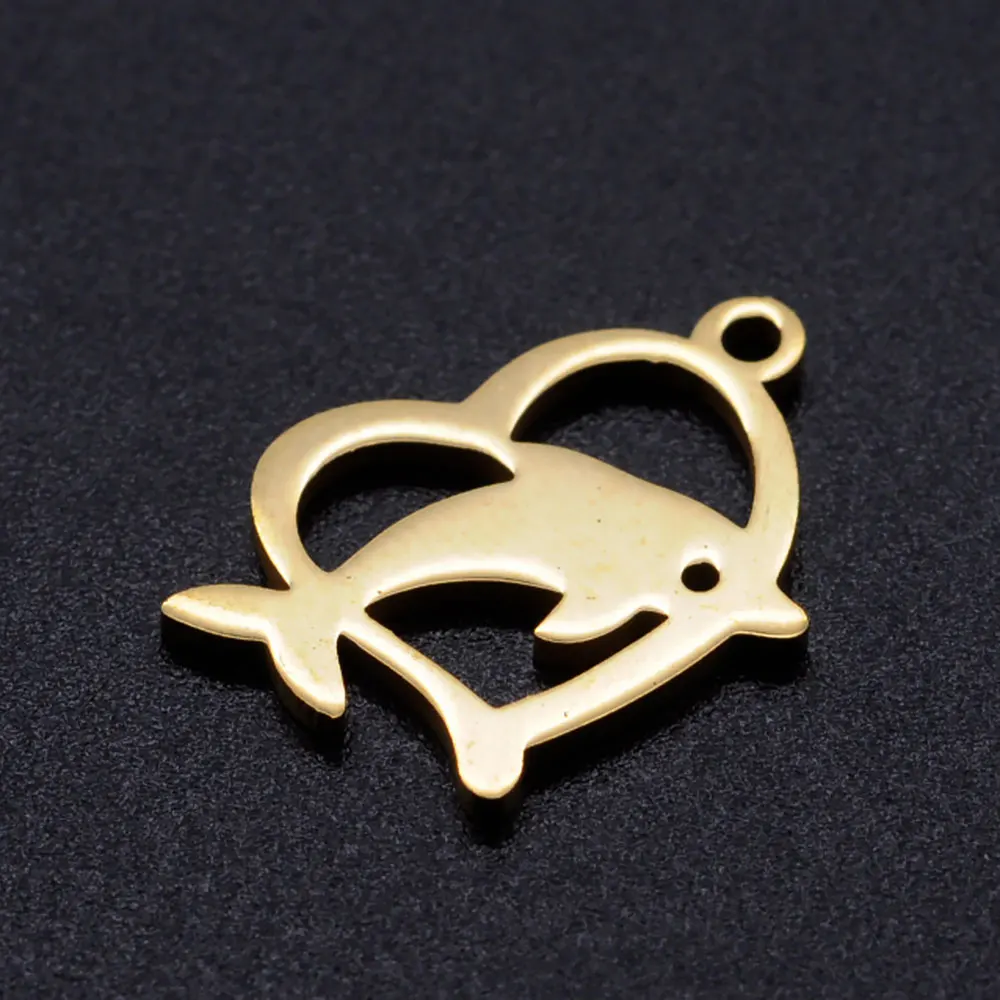 10 шт./лот подвески в виде дельфинов из нержавеющей стали металл 18*14 мм зеркальные