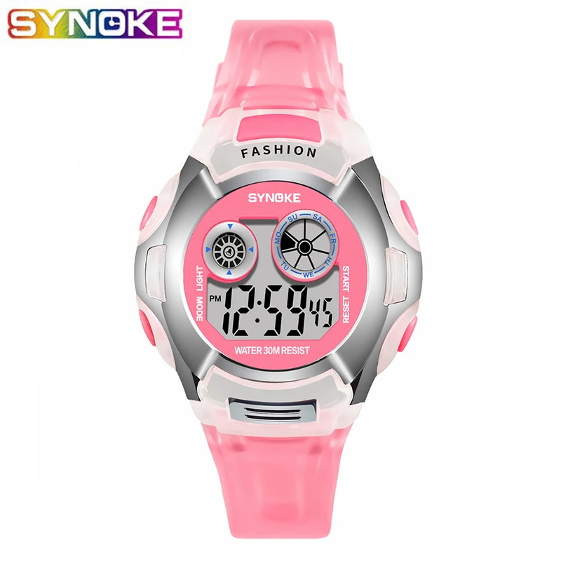 SYNOKE детские электронные часы Спортивные Мальчики Девочки красочные светящиеся
