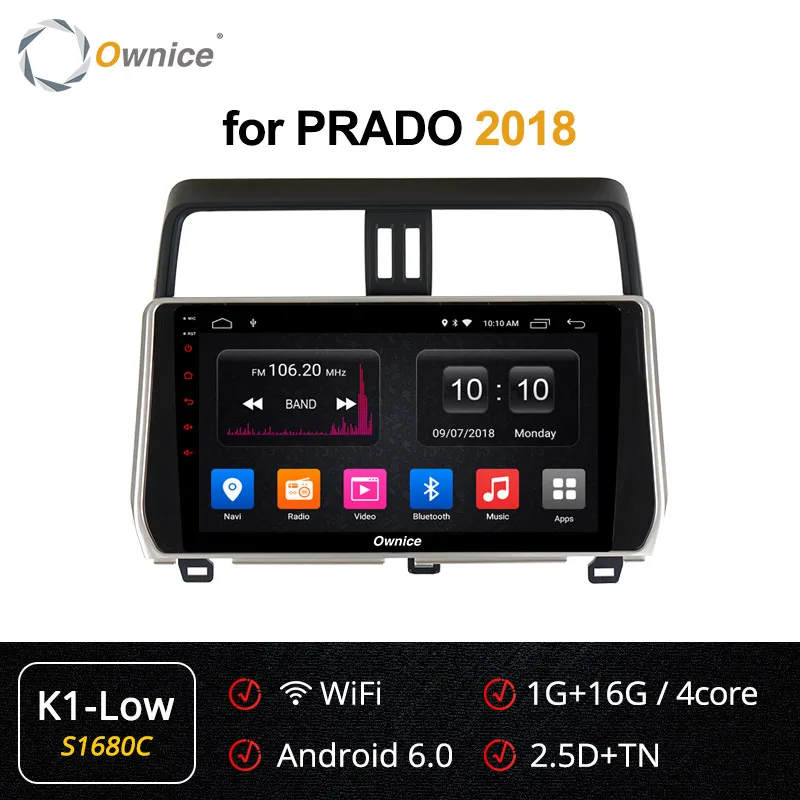 Ownice k3 k5 k6 Авторадио Android 9,0 4 ГБ Автомобильный dvd-плеер для Toyota Land Cruiser prado LC150 радио SPDIF DSP 360 панорама - Цвет: S1680 K1-Low