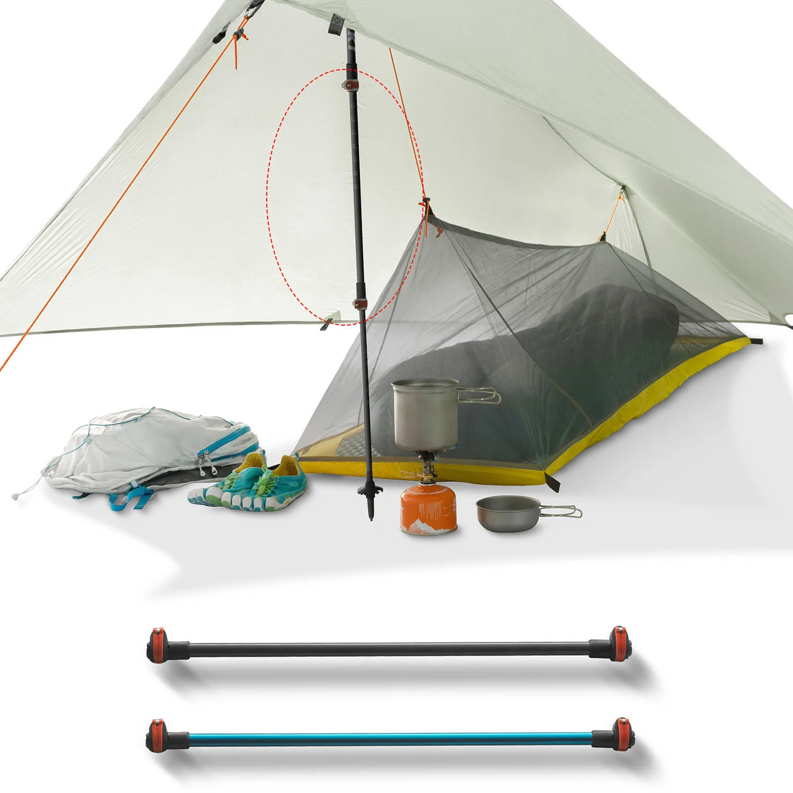 1 adet alüminyum alaşım 56cm bağlayıcı için çadır direği tente dik uzatma çubuğu harici kilit boyutu 16mm/18mm çap