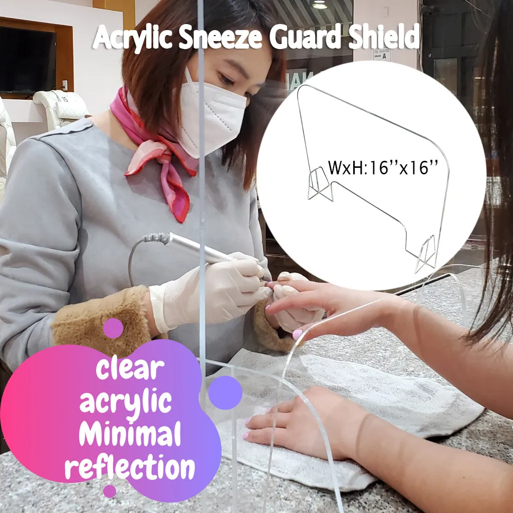Completely transparent Antispray Plastic Divider Protection Barrier Counter Acrylic Sneeze Guard Shield Cut Transparent Height |