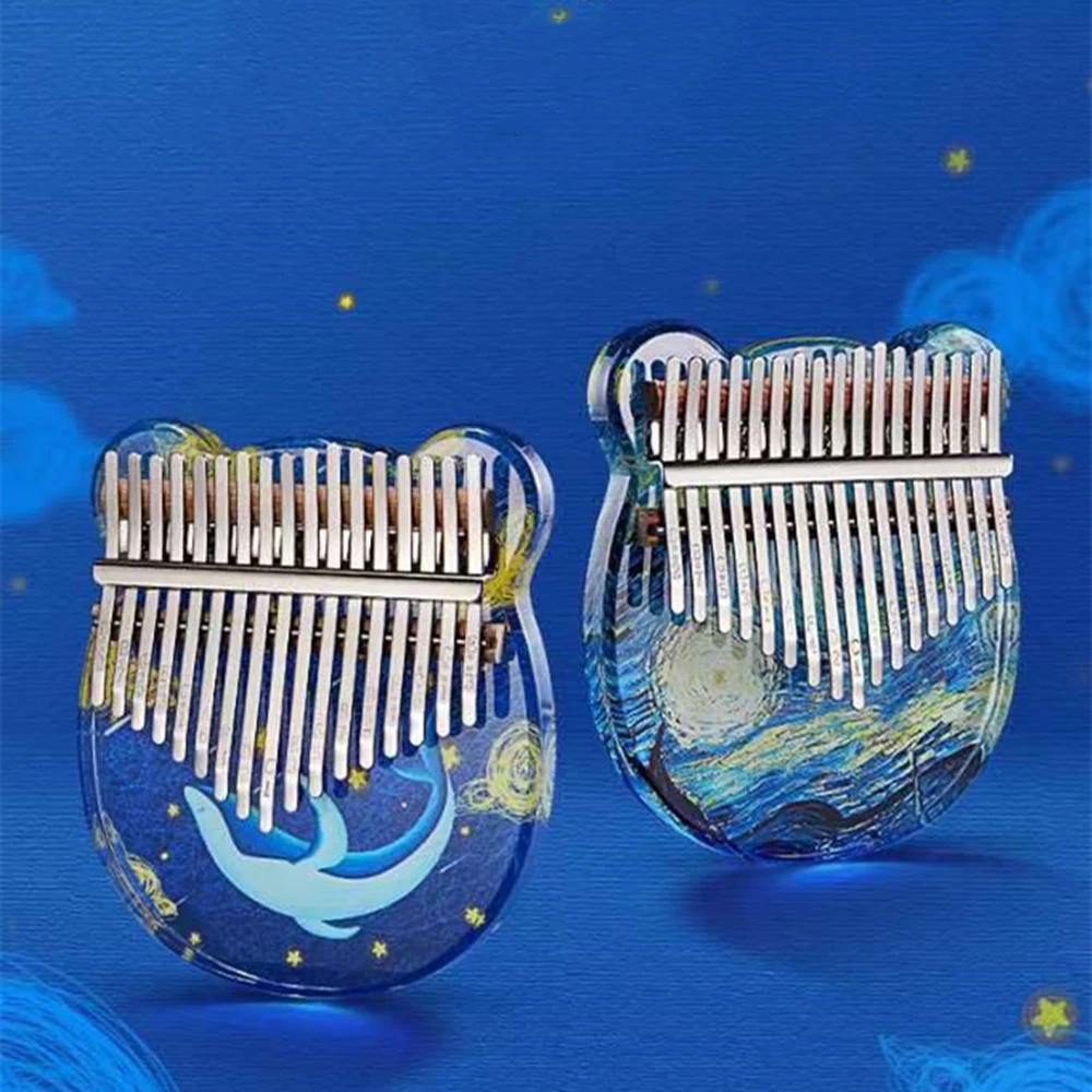 17 клавиш Kalimba акриловое Пальчиковое пианино КИТ звездное небо рисунок со