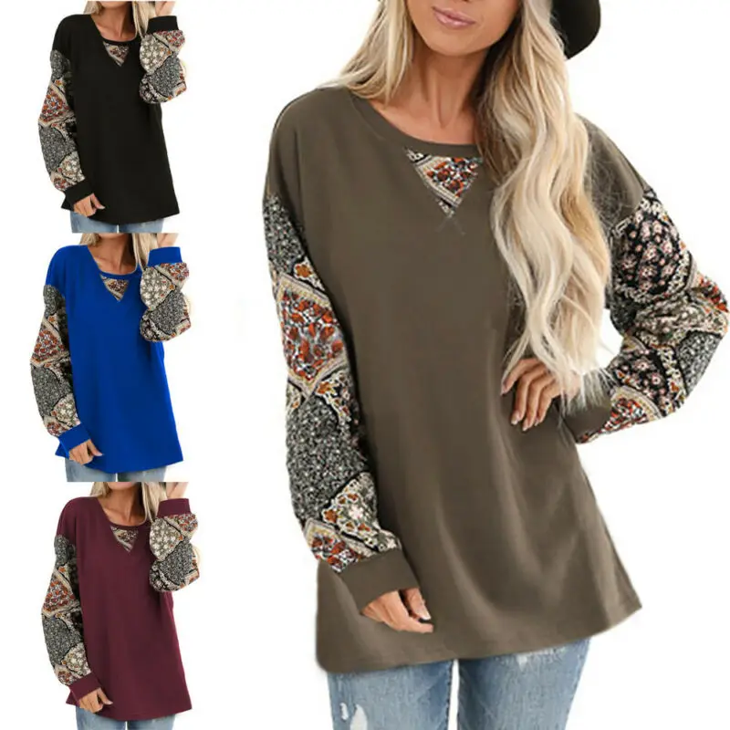 Новинка 2019 модная женская блузка в стиле бохо с цветочным принтом V-образным