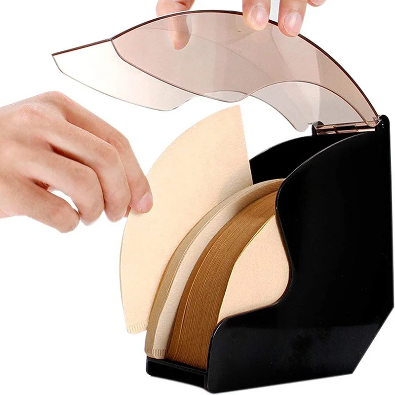 

Large Coffee Filter Paper Holder With Acrylic Cover - Coffee Filters Dispenser Rack Shelf Storage Barista Coffee Tools