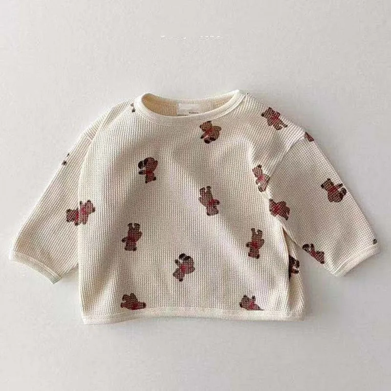 

2021 Autumn New Baby Clothes Waffle Newborn Hoodie Long Sleeve Infant Tops Korean Casual Toddler Outwear