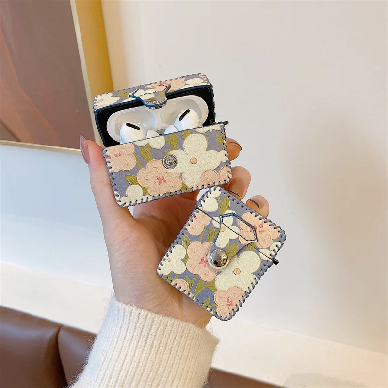 

Fashion Flower Earphone Case For Apple Airpods 3 Headset Cover Leather Cute Silicone Headphones Case For Airpods Pro 2 1 Funda