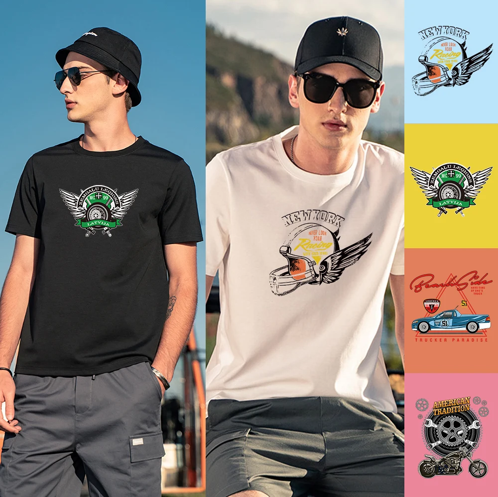 

Old-fashioned car and motorcycle letter printing men’s trendy jacket short-sleeved T-shirt (size S to XXXL) pure cotton material