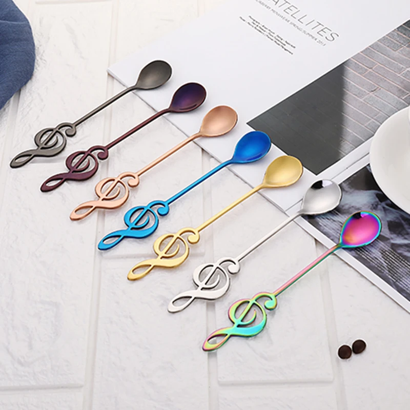 

Stainless Steel Spoon Musical Notes Coffee Spoon Ice Cream Dessert Tea Spoon Stirring Spoon Tableware Bar Kichen Accessories