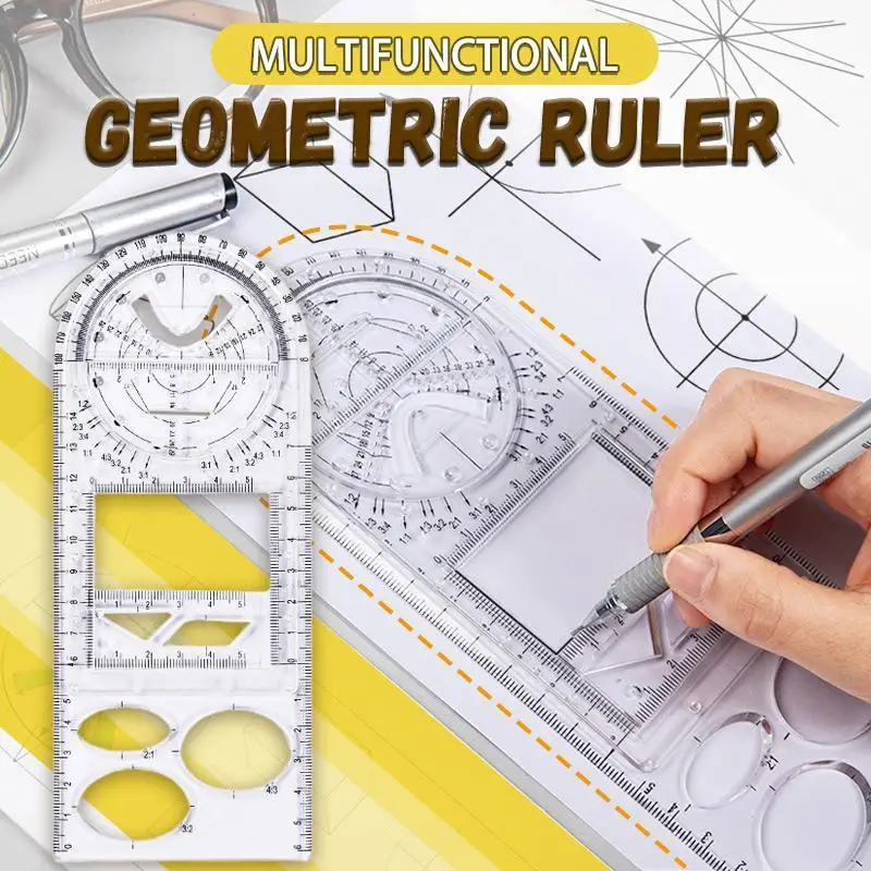 

Professional Geometric Ruler Geometric Multifunctional Drawing Template Ruler Measuring Tool for School Office Architecture Supp