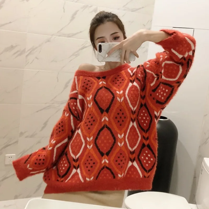 [EWQ милые женские туфли с круглым вырезом узором &quotромбиками&quot рукавами летучая