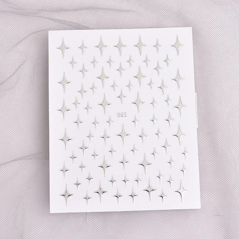 3D лазерные наклейки для ногтей со звездами блестящие золотые белые серебряные