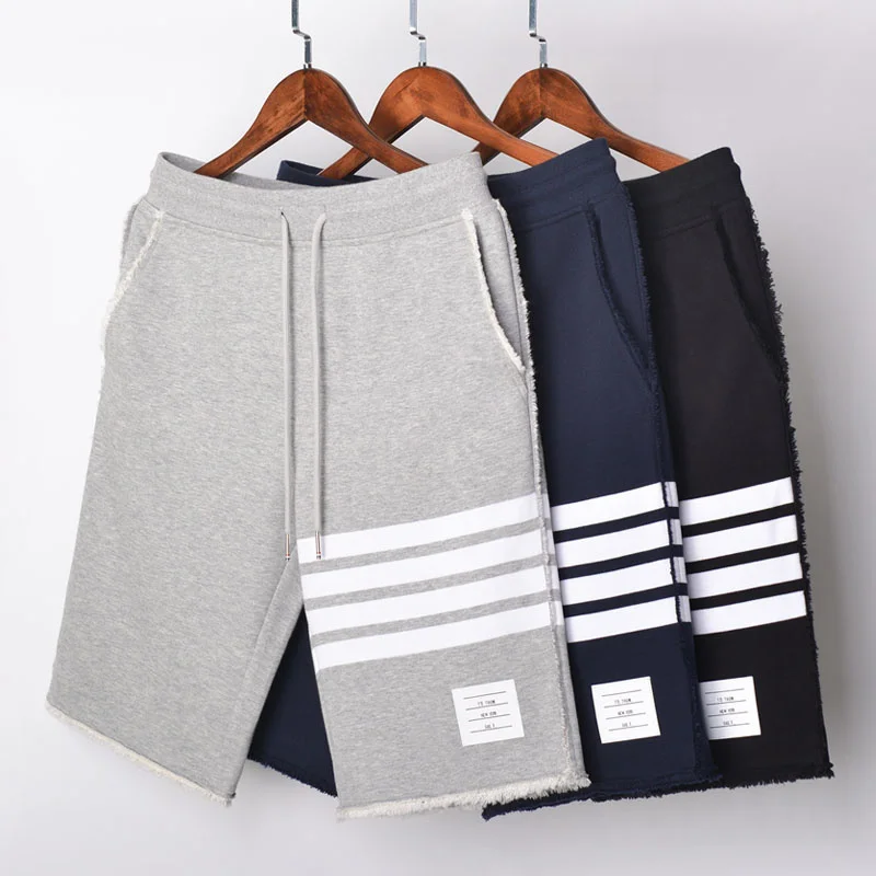 

Мужские спортивные шорты TB Fashion, повседневные Хлопковые Штаны в полоску, спортивные штаны до колен, лето 2021