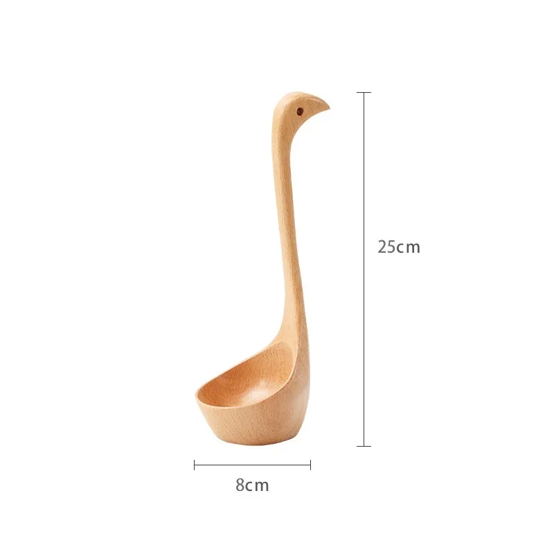 

1pcs Household Long-handled Beech Wood Soup Spoon Porridge Spoon Can Stand Creative Wooden Soup Spoon Practical And Durable