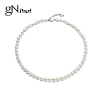 gn pearl akoya 6 7mm genuien white natural freshwater round pearl necklaces 925 sterling silver clasp chains chokers gn pearl