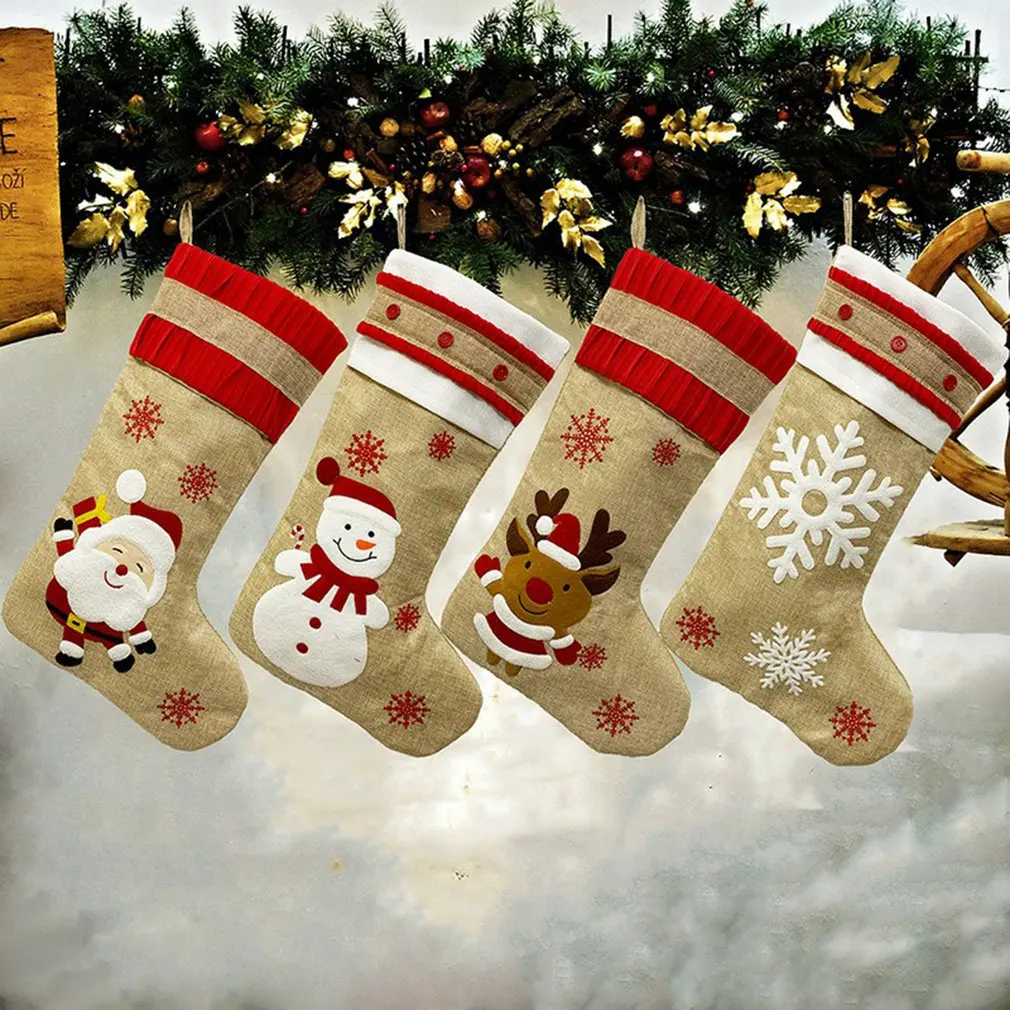 

New Year Christmas Stocking Sack Xmas Gift Candy Bag Noel Christmas Decorations for Home Natal Navidad Sock Christmas Tree Decor