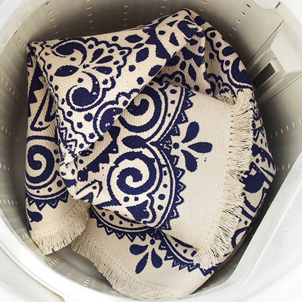 Хлопок и лен современный минималистичный Ретро прикроватный ковер для гостиной