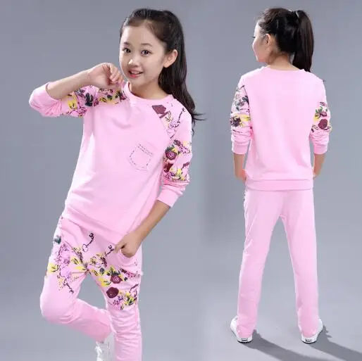 

Детский спортивный костюм, хлопковая весенне-осенняя спортивная одежда, наряды для девочек, спортивные костюмы с длинным рукавом, комплект...