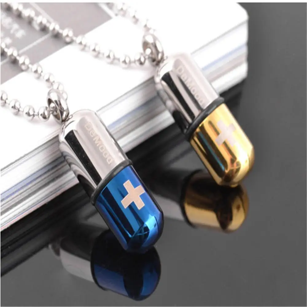 Новые модные крутые мужские открытые панковские капсульные ожерелья флакон для