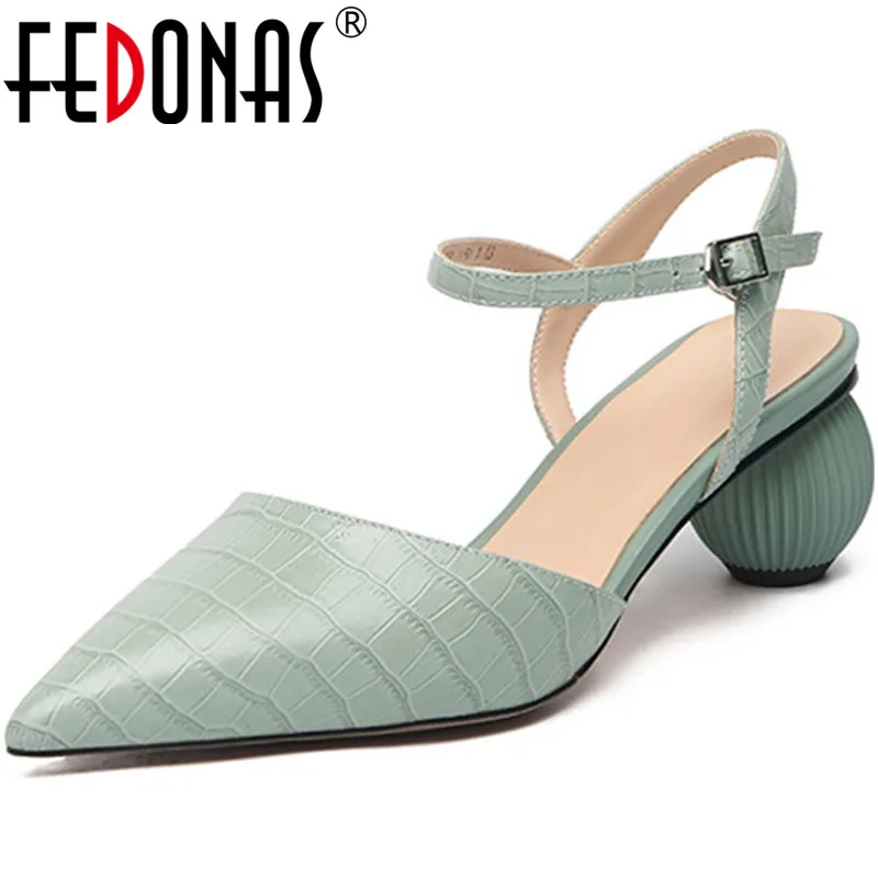 

Женские туфли-лодочки из коровьей кожи FEDONAS, черные туфли из натуральной кожи на высоких каблуках, с острым носком, для весны и лета, 2021