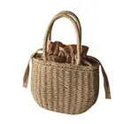 Женская сумка, соломенная плетеная круглая сумка из ротанга, клатч через плечо, летние пляжные сумки, Pochette Femme